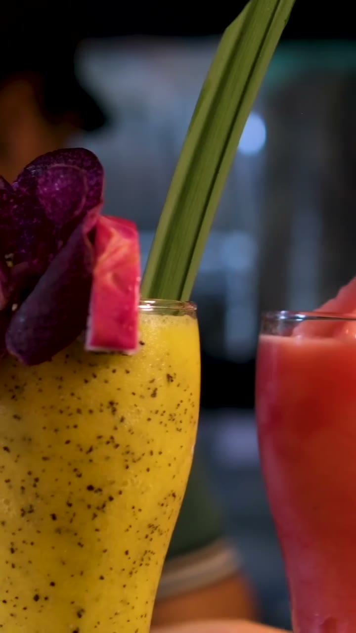 A bright cocktail with fresh garnishes